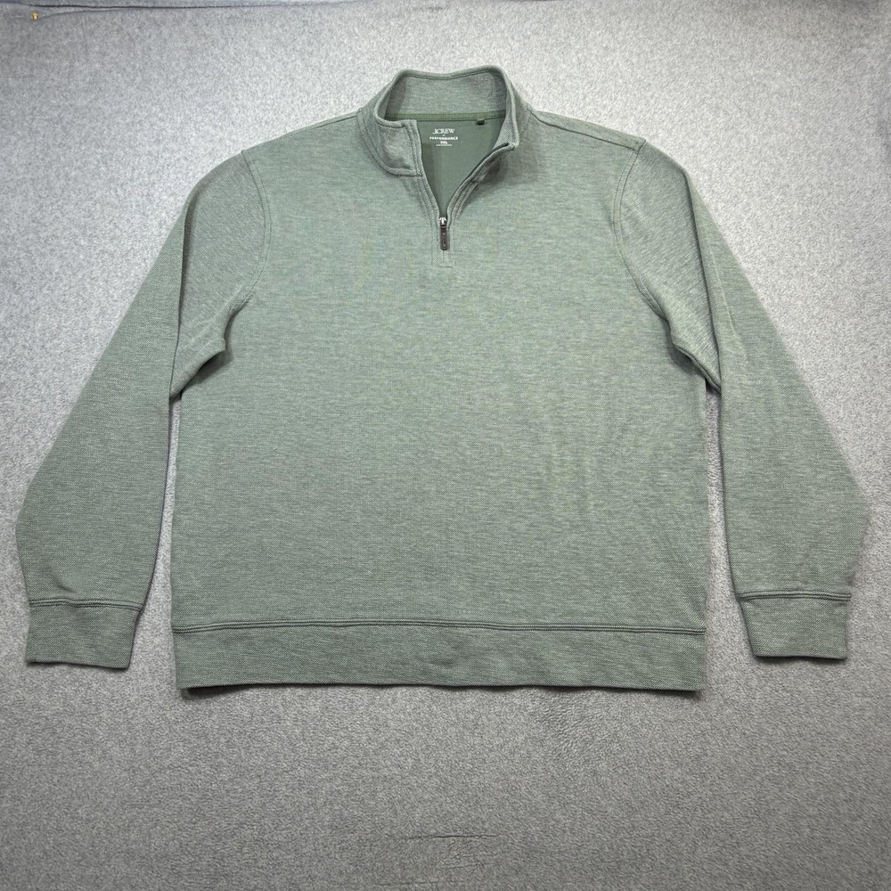 J Crew Performance Birds-Eye 1/4 Zip Pullover Men XXL Green Preppy Casual